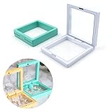 Caja joyero Caja Organizadora de Joyas—Se Puede Usar Como Almacenamiento y Exhibición para Joyas Como Anillos, Pulseras, Aretes, etc. Transparente, 5 Piezas Cada Una en Blanco y Azul.