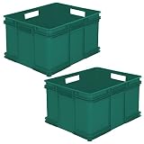 keeeper 2x Caja de almacenaje Eurobox XXL, Plástico ECO (PP), 52 x 43 x 28 cm, 54 l, Verde