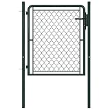 vidaXL Puerta de Valla para Jardín Cancelas Cercado Cerca Entrada Protección Separador Seguridad Patio Terraza Exterior Acero Verde 100x100 cm