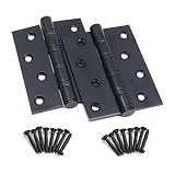 Bisagras de Puerta, Bisagras Acero Inoxidable, 4 Pulgadas Puerta Bisagras con Mudo Rodamiento para Puertas de Madera, Puertas Macizas Interior y Exterior, Grosor 3mm 2 Piezas (Negro)