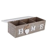 Tissting Caja de Madera Exquisita Caja de Almacenamiento de Madera para Organizar y Exhibir Joyero Caja de Decoración de Escritorio Retro Europea Artesanía de Madera Hecha a Mano Pura (3 Cells)