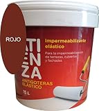 Impermeabilizante elástico antigoteras ATIENZA. De facil aplicación, Para impermeabilizar Terrazas Cubiertas y fachadas. (4 L, ROJO)