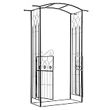 Outsunny Arco de Jardín con Puerta Enrejado de Metal 131x49x212 cm con Cerradura para Plantas Trepadoras Jardín Boda Patio al Aire Libre Color Negro Mate