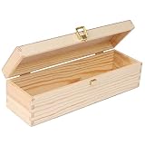 Creative DECO Caja Madera Vino para Decorar | 1 Botella | 35,1 x 11 x 9,8 cm | con Tapa y Bisagra | Perfecta para Regalo Decoupage Decoración Almacenamiento Manualidades