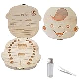 Caja para Guardar Dientes para Niños y Niñas, Acumulación de Dientes - Español, Regalo para Niños en Madera de Souvenir (Niño)