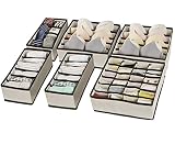 Evance Organizadores de Cajones para Ropa Interior, 6 Cajas Plegable Organizador de Almacenamiento para Almacenar Calcetines, Bufandas, Sujetador (Beige)
