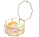 shajiahao Cajas para Joyas de Vidrio,Caja de Almacenamiento de joyería,Caja de Cristal de la Baratija de la Joyería, Organizador de Cristal Baratija Pendiente del Anillo Caja, 2.95 * 2.95 * 1.77'