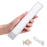 Zoeson 37 LED Luz Armario con Sensor de Movimiento USB Recargable con Tiras Magnéticas Pegadas Lámpara Nocturna, Ultraligera, Portátil Ideal para Garaje Gabinete Escalera