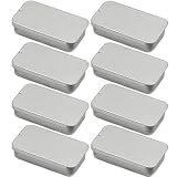 Mini Caja Pequeña de Metal Rectangular, 8 Piezas Mini Caja de Metal Portátil Latas de Bisagra Rectangular para Caja de Almacenamiento Hogar, Almacenamiento de Artículos Pequeños, 2.4 * 1.4 * 0.5 inch