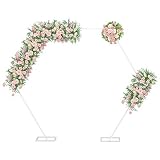 FATIVO Soporte de Fondo, Arco de Fondo Hexagonal Arco de Metal DIY con Plantas Flores Globos 2.4m, Arcos para Decoración de Fiesta de Cumpleaños, Aniversario de Boda, Etc.