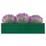 Kstyhome Jardinera elevada, Jardineras, Soporte Macetas Ventana, Jardineras Grandes, Jardinera Balcon, Jardinera con Celosia, de Acero galvanizado Verde 320x40x77 cm