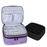 Luxja Organizador Esmaltes, Neceser esmaltes de uñas, Organizadores Pintauñas Caber 20 Botellas (15ml), Estuche Esmalte de Uñas de Gran Capacidad, Bolsillos de Herramientos, Ligera Púrpura