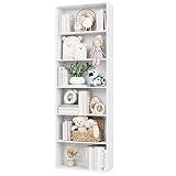 Mueble Estantería Salón Librería de 6 Cubos Estantería para Libros Estanteía Madera Blanco para Salón Oficina Estudio 60x23.5x180cm