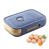 RoxNvm Caja Envase para Huevos, Contenedor de huevos, Caja de almacenamiento de huevos con cajón, soporte grande para huevos, caja de huevos para refrigerador, gabinete de cocina (azul)