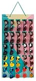 PACMAXI Organizador de almacenamiento para gafas de sol, bolsillo montado en la pared por gafas de sol, soporte de almacenamiento para gafas de sol, pantalla de gafas (rosa+azul lago, 25 ranuras)