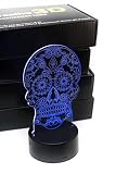 Lámpara 3D de ilusión óptica en forma de Calavera. Luz LED con 6 colores diferentes. Conexión USB - DHG
