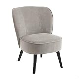 Sillón butaca Gris Perla de Chenilla y Madera de 59 x66x75 cm - LOLAhome