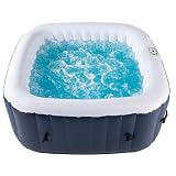 CO-Z Jacuzzi SPA Hinchable Portátil para 4 Personas 1,5 x 1,5 m Spa Inflable Cuadrado de 600L con 120 Chorros de Burbujas Jacuzzi Inflable Hidromasaje para Interiores y Exteriores (1.5M)