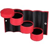 LWZko Caja de Joyería, Cilindro Caja de Joyería, Joyero Cilindro 3 Capas, Mini Conveniente Terciopelo 3 Capas Redondo Retro Joyero para Anillos, Pendientes, Exhibición de Collar, Regalos (Rojo)