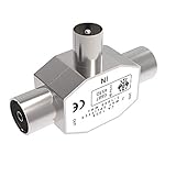 Divisor Antena Bidireccional T Totalmente Blindado,La Radio Adaptador T Acoplamiento Coaxial 2 Conectores DVB-T BK - 5-1000 MHz Plata Un Macho a Dos Hombras