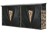QUICK STAR - Estante para leña de Chimenea (2 Unidades, Metal, tamaño XXL, 185 x 70 x 185 cm, con protección contra la Intemperie, 4,6 m3, para Exteriores), Color Antracita