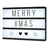SALCAR Caja de luz LED, caja de luz LED A4, luz decorativa LED alimentada por batería y USB, 6500K, con 90 letras negras y números - LED blanco frío
