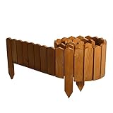 BOGATECO Rollborder Valla de Madera Longitud 200cm & 10 cm de Altura Abeto | Borde para el jardín, Valla para marcar senderos, límites de parterres y Cespedes | Elastico | Impregnado | Marrón Claro