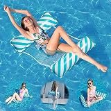 WR WPAIER Hamaca de Agua, Hamaca Inflable Flotante para Piscina 4 en 1, Hamaca Inflable Tumbona Piscina Plegable Colchoneta Hinchable Flotador Piscina Playa para Adultos