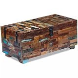 vidaXL Mesa de Centro Cofre Madera Maciza Reciclada 80x40x35 cm 3 Compartimentos
