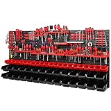 PAFEN Estantería de pared | 1728 x 780 mm | Sistema de almacenamiento con soportes para herramientas y cajas apilables - Placas de pared extra fuertes PAFEN Estante vertedor (rojo/negro)