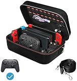 ivoler Funda para Nintendo Switch, Estuche Dura de Transporte de Lujo, Carcasa Rígida de Viaje para Consola, Adaptador AC, Joy-con Grip, Strap Joy-con, 18 Cartuchos de Juegos y Otros
