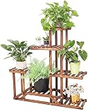 WISFOR Soporte de Madera para Flores Estantería Decorativa de Macetas Plantas para Exterior Interior con 6 estantes 96×95×25cm