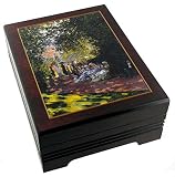 Caja de música para joyas / joyero musical de madera con reproducción de un cuadro famoso - Danza Húngara N° 5 (J. Brahms)