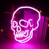 Letreros de neón de calavera Fantasma rosa Luz de neón led Gran pared Usb Letrero de neón fresco Decoración para habitación Dormitorio Bar Tienda Navidad Halloween Fiesta de cumpleaños Suministro