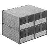 Navaris Cajas de almacenaje de Zapatos - Set de 4X Caja de Tela para Guardar Calzado - Cajones apilables para Almacenamiento con Tapa Transparente