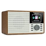 auna IR-160 SE - Radio con Internet, Sonido estéreo, Reproductor Multimedia: Spotify Connect/Bluetooth/USB/UPnP/DLNA, Pantalla HCC 2,8', Formatos reconocidos: WMA / MP3, Marrón