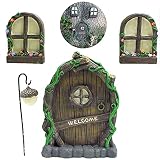 Puertas Hadas Decoración de Árboles, Ventana y Puerta de Casa en Miniatura, Gnomo de Hadas en Miniatura para Ventana y Puerta, Brilla en la Oscuridad, para Accesorios de Decoración de Jardín