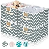 Jeteveven 4pcs Cajas de Almacenaje，Caja de Almacenamiento Lavable Plegable y de Tela con Asa, Ahorra Espacio, Puede Guardar Ropa, Libros de Juguetes Hogar y Cocina 40cm*30cm*21cm Líneas Finas Grises