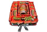 REGALO DULCE Cesta Chocolates Regalo de Chocolates Americanos,Caja de Chocolates para regalar de Reeses Peanut Butter Cups y Crema de Cacahuete, American Candy Box Reeses, 30X30 Cm
