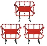 Valla de plástico obra peatonal en color rojo, valla con patas extraíbles de 1 metro (3- Vallas)