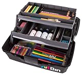 Art Bin 2 Art Supply Box Organizador portátil para Arte y Manualidades con bandejas Elevadoras [1] Caja de Almacenamiento de plástico Gris/Negro, no aplicable, Multicolor, Two Tray