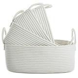La Jolíe Muse Cestas almacenaje de Cuerda de algodón, Juego de Cajas de almacenaje, cestas almacenaje Bebe, cestas baño, Cesta Juguetes, Blanco, Set 4