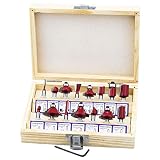 HSEAMALL 15 piezas 1/4 ' 6.35MM vástago Fresas de fresado de carburo de tungsteno Fresas de madera con caja de madera