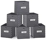 VERONLY Caja de almacenamiento Kallax de tela, cajas de almacenamiento, cajas plegables, con tarjeta de etiquetas, para estantería Kallax, juguetes, ropa, color gris, 33 x 33 x 33 cm
