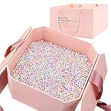 Hbsite Caja de regalo de reutilizable Creative box con caja de regalo sorpresa con relleno (cuentas de espuma de color) para bodas, cumpleaños, Navidad 21 * 21 * 12 cm