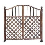 Valla de Madera al Aire Libre, Puerta de jardín, Puerta peatonal, Puerta Doble, Patio, Valla Decorativa-Pies de Metal_H120 * L132cm
