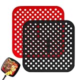 Papel Redondo Horno,2Pcs Alfombrillas de Silicona Reutilizables Air Fryer Liner, Papel Redondo Freidora, Antiadherentes (Cuadrado, 8.5 inch)