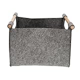 Korbond - Cesta de almacenamiento plegable, en forma de caja, de fieltro grueso gris y con asas de madera natural para organizar tus cosas  