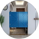 LIANGLIANG Puertas Batientes De Bisagra Interior Madera Maciza Puerta De La Cerca Entrada Puerta De La Libertad Metal Bisagra Espesar Jamba, Azul, Tamaños Múltiples (Color : Blue, Size : 90x80cm)
