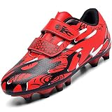 Rokiemen Zapatos de Fútbol Niños Profesionales Aire Libre Atletismo Training Antideslizante Botas de Fútbol Cesped Artificial Spike Rojo 32